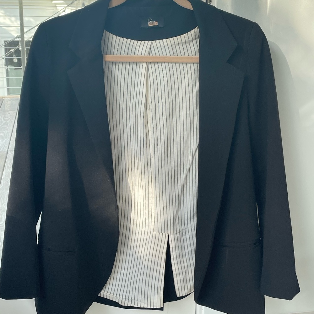 Black Women's Suit Cropped Sleeve Suit Jacket